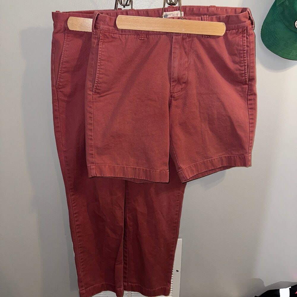 J Crew Red Chino Pants 32/30 and Red Chino Shorts - 32